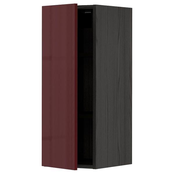 Шкаф навесной с полкой, черный Калларп/глянцевый темный красно-коричневый 30x80 см IKEA МЕТОД 493.278.36 - схема-чертеж с размерами