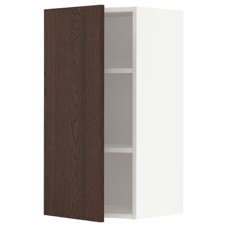 Навесной шкаф с полками, белый/Синарп коричневый 40x80 см IKEA METOD МЕТОД 094.046.38