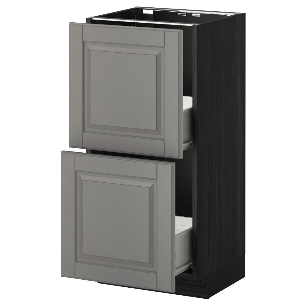 Напольный шкаф с 2 ящиками МЕТОД / ФОРВАРА, черный, Будбин серый - схема-чертеж с размерами