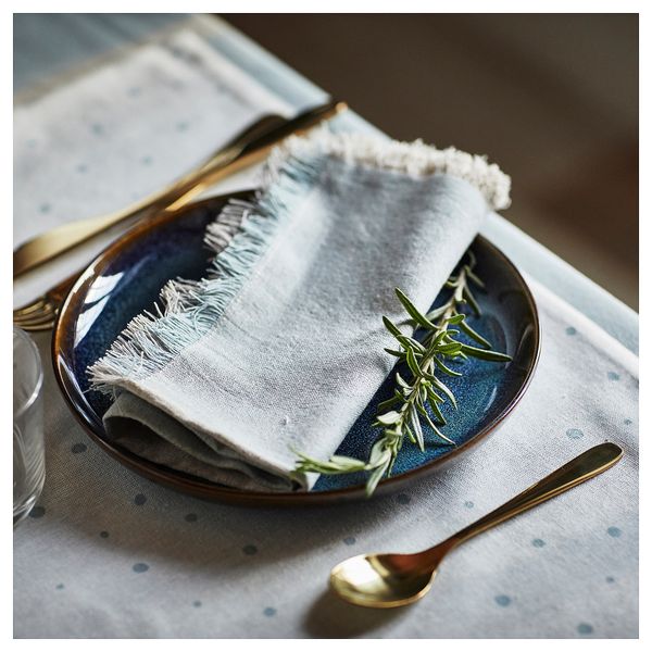 Салфетка, бежевый, голубой, 35x35 см IKEA NISSÖGA 805.550.34 - фото 3