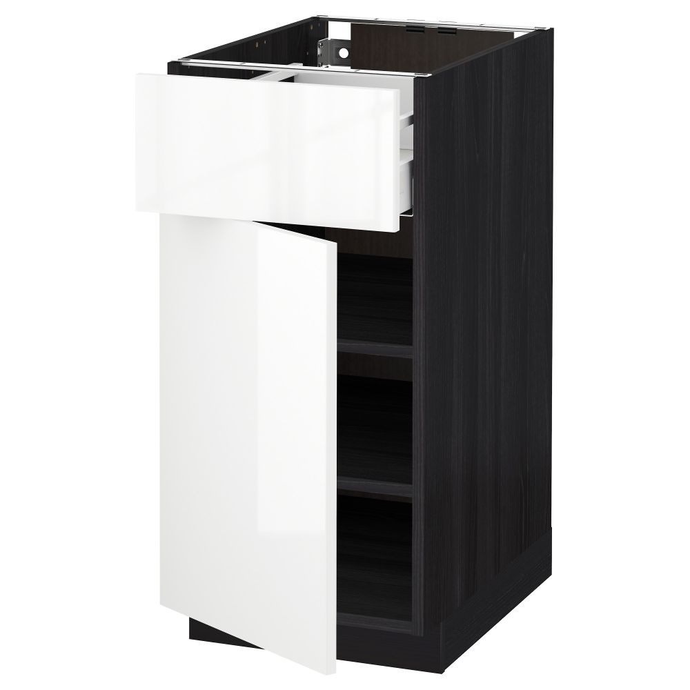 Напольный шкаф с ящиком, дверью МЕТОД / МАКСИМЕРА, черный, Рингульт белый - схема-чертеж с размерами