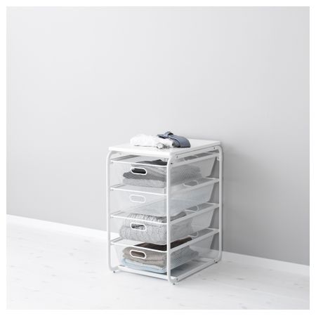 Рама, 4 сетчатые корзины, верхняя полка АЛЬГОТ, белый (41x60x72 см)