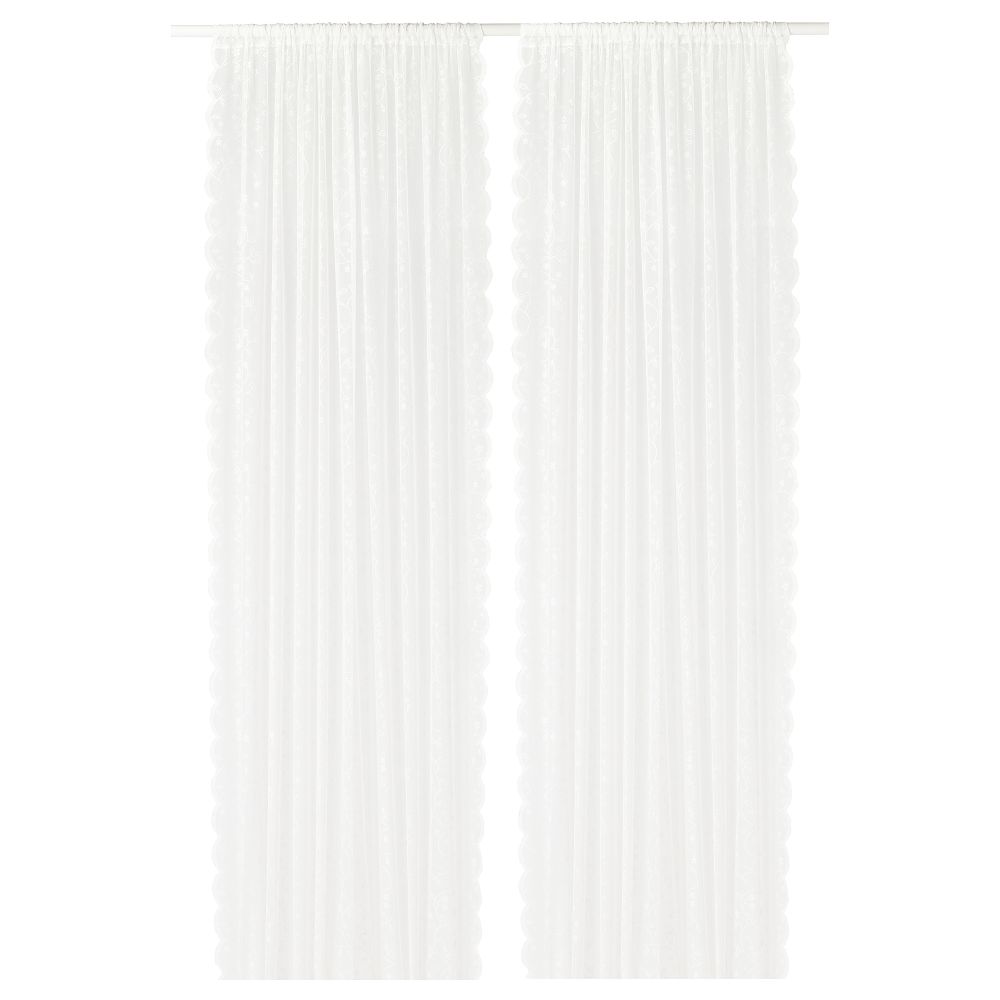 Гардины, 2 шт., белый цветок, 145x300 см IKEA LILLÅNGEN ЛИЛЛОНГЕНYANA 303.865.24 - фото 1