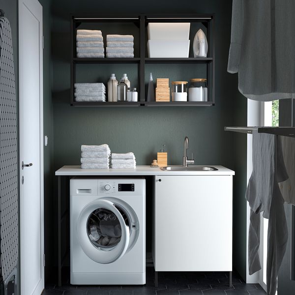 Комбинация для хранения, антрацит, белый, 139x63.5x87.5 см IKEA BEGIVENHET БЕГИВЕНХЕТ 294.774.45 - фото 3