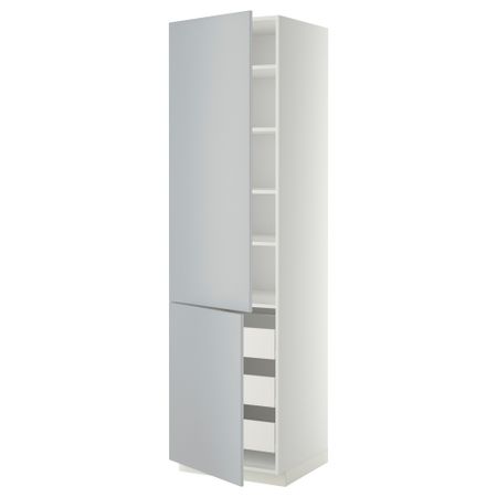 Высокий шкаф + полки, 3 ящика, 2 дверцы МЕТОД / ФОРВАРА, белый, Веддинге серый