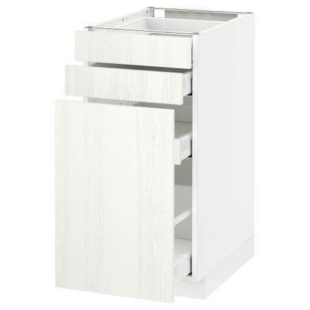 Напольный шкаф с выдвижными модулями, 2 фронтальные панели МЕТОД / МАКСИМЕРА, белый, Росдаль белый