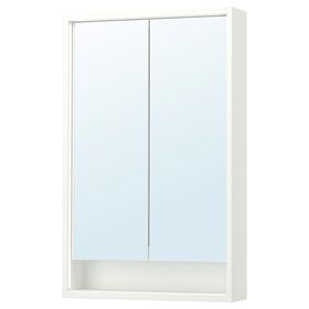 FAXÄLVEN Зеркальный шкаф с подсветкой - белый 60x15x95 см