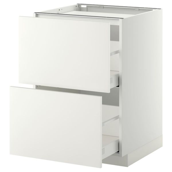 Напольный шкаф, 2 фронтальных панели/2ящика, белый/Хэггеби белый 60x60 см IKEA METOD МЕТОД / MAXIMERA МАКСИМЕРА 792.312.29 - фото 1