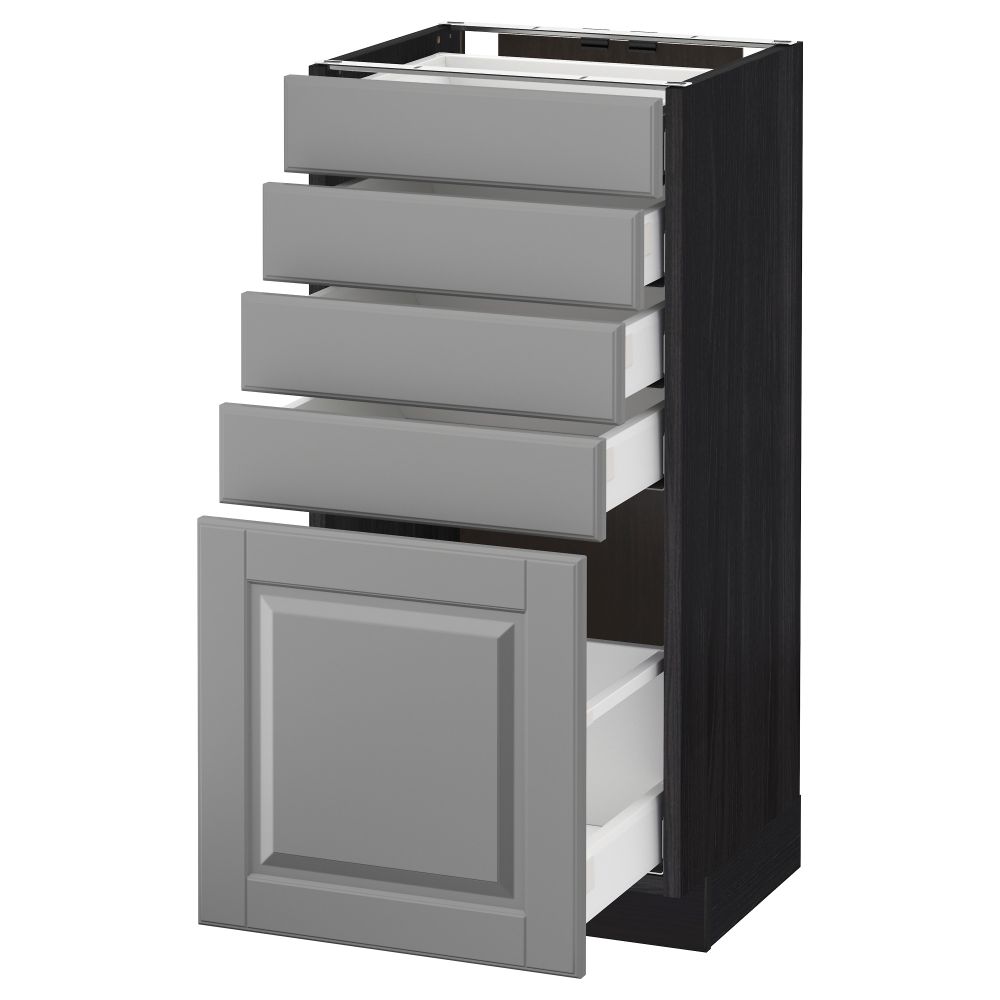 Напольный шкаф с 5 ящиками МЕТОД / МАКСИМЕРА, черный, Будбин серый - схема-чертеж с размерами