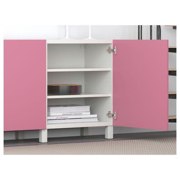 Комбинация для хранения с дверцами БЕСТО, белый, Лаппвикен малиновый (180x40x74 см) - схема-чертеж с размерами