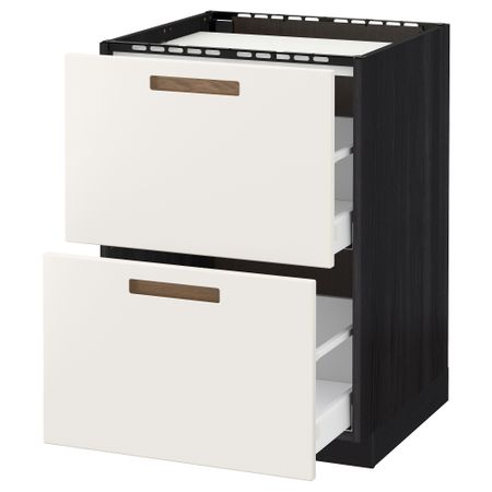 Напольный шкаф, 2 фронтальных панели, 3 ящика МЕТОД / МАКСИМЕРА, черный, Мэрста белый