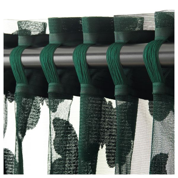 Гардины, 2 шт. НЭССЕЛЬФЬЕРИЛЬ, зеленый (145x300 см) - фото 4