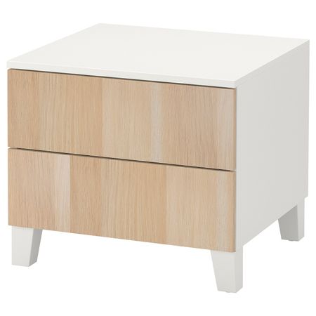 Комод с 2 ящиками, белый/Скрова беленый дуб IKEA OPPHUS ОПХУС 394.879.29