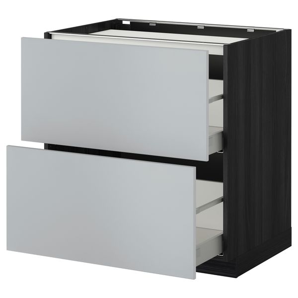 Напольный шкаф, 2 фронтальных панели, 3 ящика МЕТОД / МАКСИМЕРА, черный, Веддинге серый - фото 1