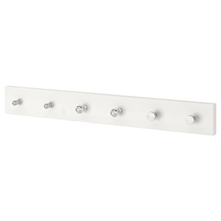 Вешалка с 6 крючками, белый/цвет нержавеющей стали IKEA LURT ЛУРТ / BAGGANÄS БАГГАНЭС 892.372.83