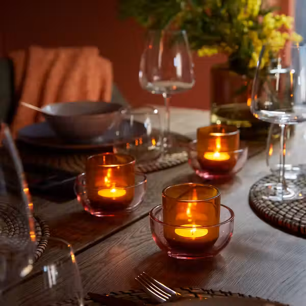 TALLTITA Подсвечник д/греющей свечи, 2 шт. - розовый/коричневый - фото 2