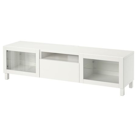 Тумба под ТВ, Лаппвикен, Синдвик белый прозрачное стекло, 180x40x48 см IKEA БЕСТО 292.504.18