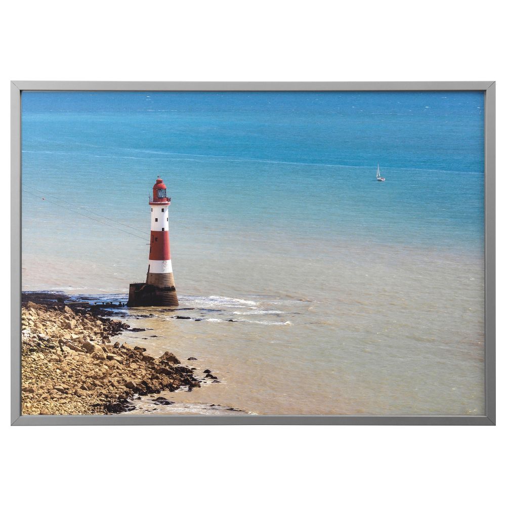 Картина с рамой БЬЁРКСТА, Маяк Бичи-Хед, цвет алюминия (140x100 см) - фото 1