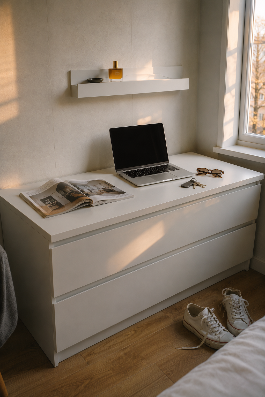 Комод IKEA NORDLI как рабочий стол в студии, 2 в 1