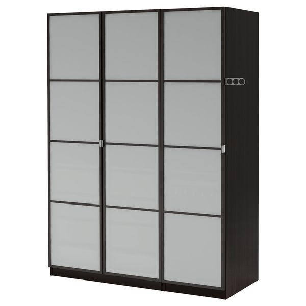 Гардероб ПАКС, черно-коричневый, Февик матовое стекло - фото 2