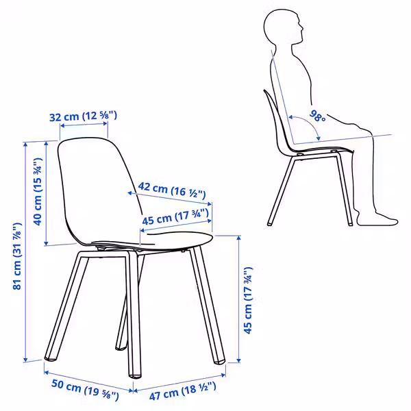 SKÅLSTA СКОЛСТА Стул - схема-чертеж с размерами