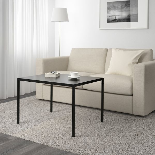 Журнальный стол/2-сторон столешница, черный/бежевый, 75x60x50 см IKEA НИБОДА 603.479.32 - фото 2