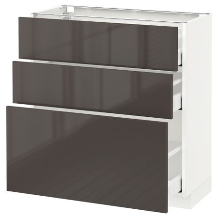 Напольный шкаф с 3 ящиками МЕТОД / МАКСИМЕРА, белый, Рингульт серый