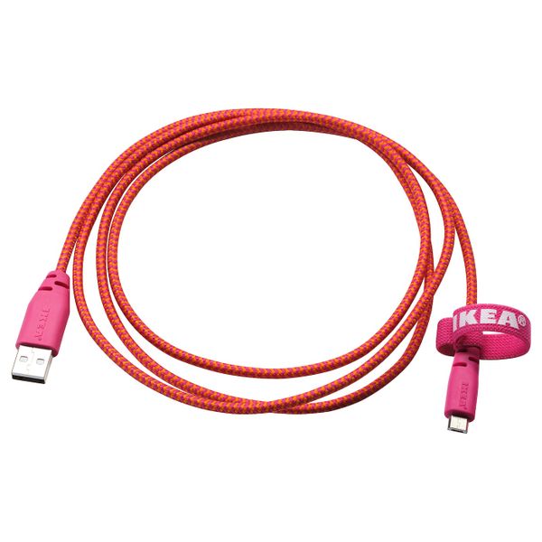 Кабель микро-USB-USB, розовый, 1.5 м IKEA ЛИЛЛЬХУЛЬТ 504.457.06 - схема-чертеж с размерами