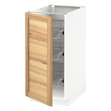 Напольный шкаф с проволочные ящиками, белый/Торхэмн ясень 40x60 см IKEA METOD МЕТОД 992.249.49