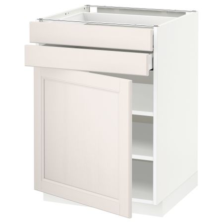 Напольный шкаф с дверцей, 2 ящиками МЕТОД / МАКСИМЕРА, белый, Лаксарби белый