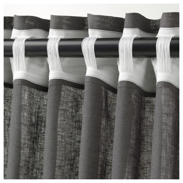 Гардины, 1 пара ЛЕЙОНГЭП, темно-серый (145x300 см) - фото 2