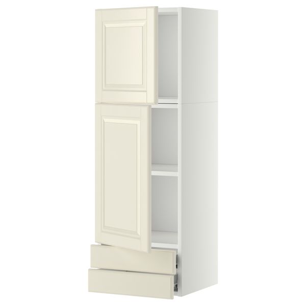 Навесной шкаф, 2 дверцы, 2 ящика МЕТОД / ФОРВАРА, белый, Будбин белый с оттенком - фото 1