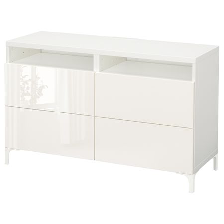 Тумба для ТВ с ящиками, 120x40x74 см, белый, Selsviken глянцевый, белый IKEA BESTÅ БЕСТО 391.939.41