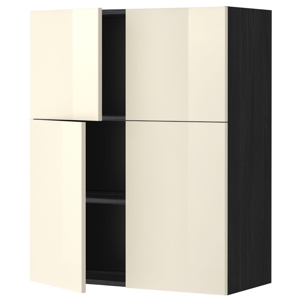 Навесной шкаф с полками, 4 дверцы МЕТОД, черный, Рингульт кремовый (80x100 см) - схема-чертеж с размерами