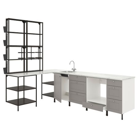 Угловая кухня, антрацит, серый каркас IKEA BEGIVENHET БЕГИВЕНХЕТ 793.380.65
