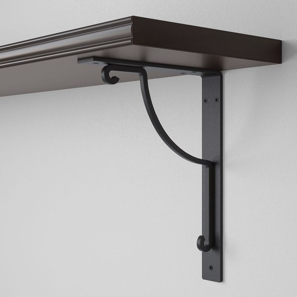 Полка навесная, коричнево-чёрный, черный, 120x20 см IKEA БЕРГСХУЛЬТ / ЭКБИ ХОЛЬ 792.907.80 - схема-чертеж с размерами