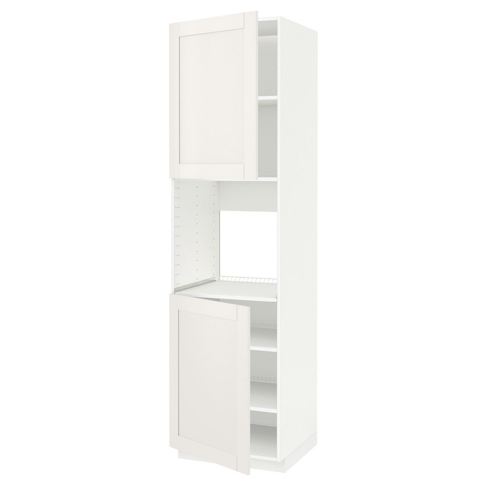 Высокий шкаф для духовки/2дверцы/полки, белый/Сэведаль белый 60x60x220 см IKEA METOD МЕТОД 792.231.73 - схема-чертеж с размерами
