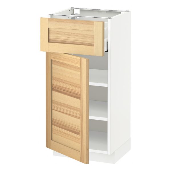 Напольный шкаф с ящиком/дверью, белый/Торхэмн ясень 40x37 см IKEA METOD МЕТОД / MAXIMERA МАКСИМЕРА 392.359.36 - фото 1