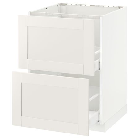 Напольный шкаф под мойку + 2 фронтальных панели, 2 ящ, белый/Сэведаль белый 60x60 см IKEA METOD МЕТОД / MAXIMERA МАКСИМЕРА