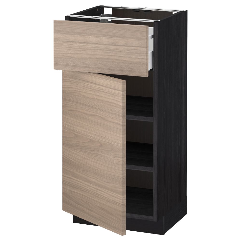 Напольный шкаф с ящиком, дверью МЕТОД / МАКСИМЕРА, черный, Брокхульт светло-серый - схема-чертеж с размерами