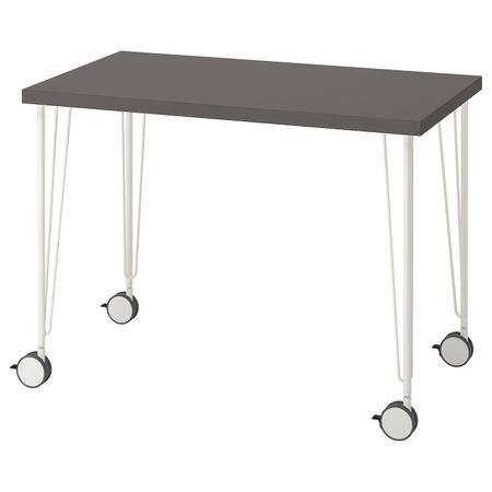 Письменный стол, темно-серый/белый 100x60 см IKEA LINNMON ЛИННМОН / KRILLE КРИЛЛЕ 794.161.19
