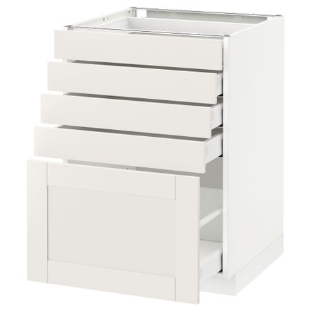 Напольный шкаф с 5 ящиками МЕТОД / МАКСИМЕРА, белый, Сэведаль белый