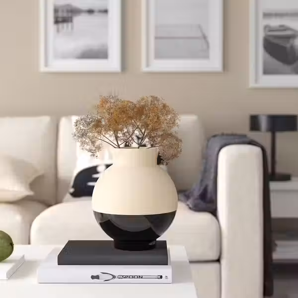 GLANSGRAN ГЛАНСГРАН Ваза - бежевый/чёрный 23 см - фото 2