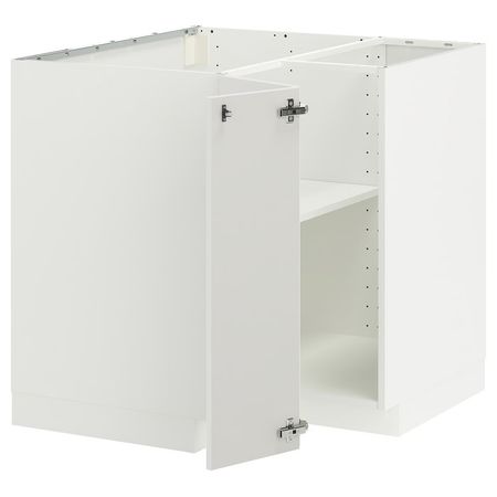 METOD Угловой напольный шкаф с полкой - белый/Ringhult светло-серый 88x88 см