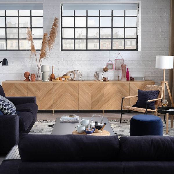 Комбинация для хранения с дверцами, белый/хедевикен/ОСАРП дубовый шпон 120x42x74 см IKEA BESTÅ БЕСТО 894.173.64 - фото 6