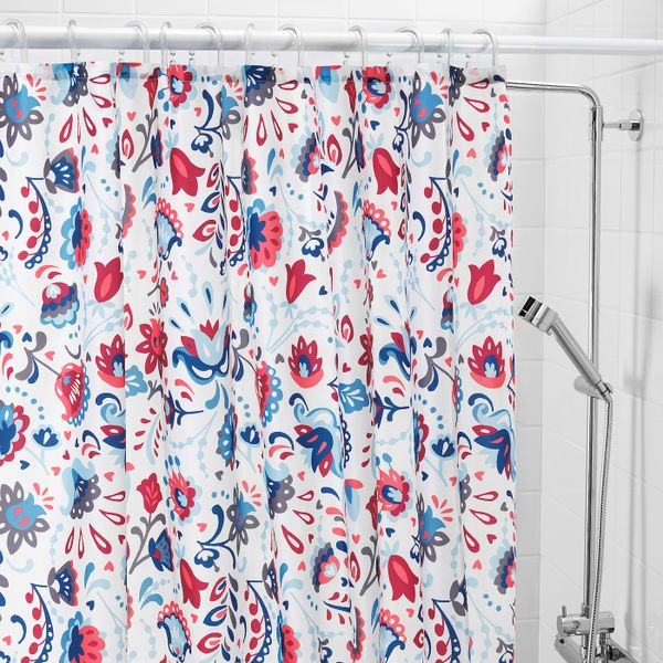 Штора для ванной, белый/разноцветный 180x200 см IKEA KRATTEN КРАТТЕН 104.436.72 - фото 3