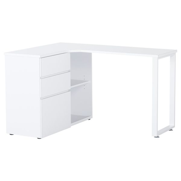 Угловой письменный стол ЧЕНИС, белый (130x90 см) - схема-чертеж с размерами