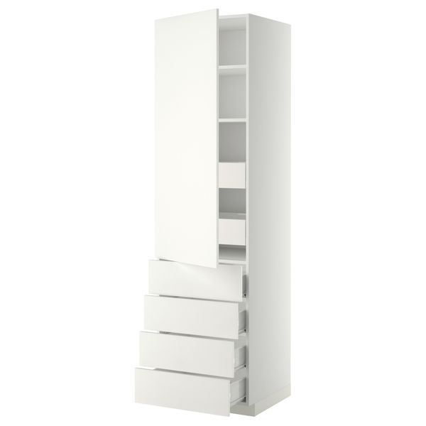 Высокий шкаф с полками/6 ящик, дверцами, 4 фронтальные панели МЕТОД / ФОРВАРА, белый, Хэггеби белый - фото 1