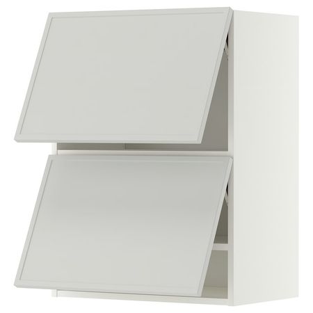 METOD Навесной шкаф/2 дверцы, горизонтал - белый/Aspudden светло-серый 60x80 см