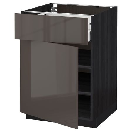 Напольный шкаф с ящиком, дверью МЕТОД / МАКСИМЕРА, черный, Рингульт серый